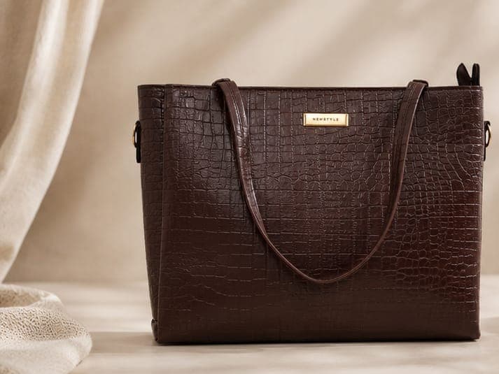 Croc-Embossed Structured Tote