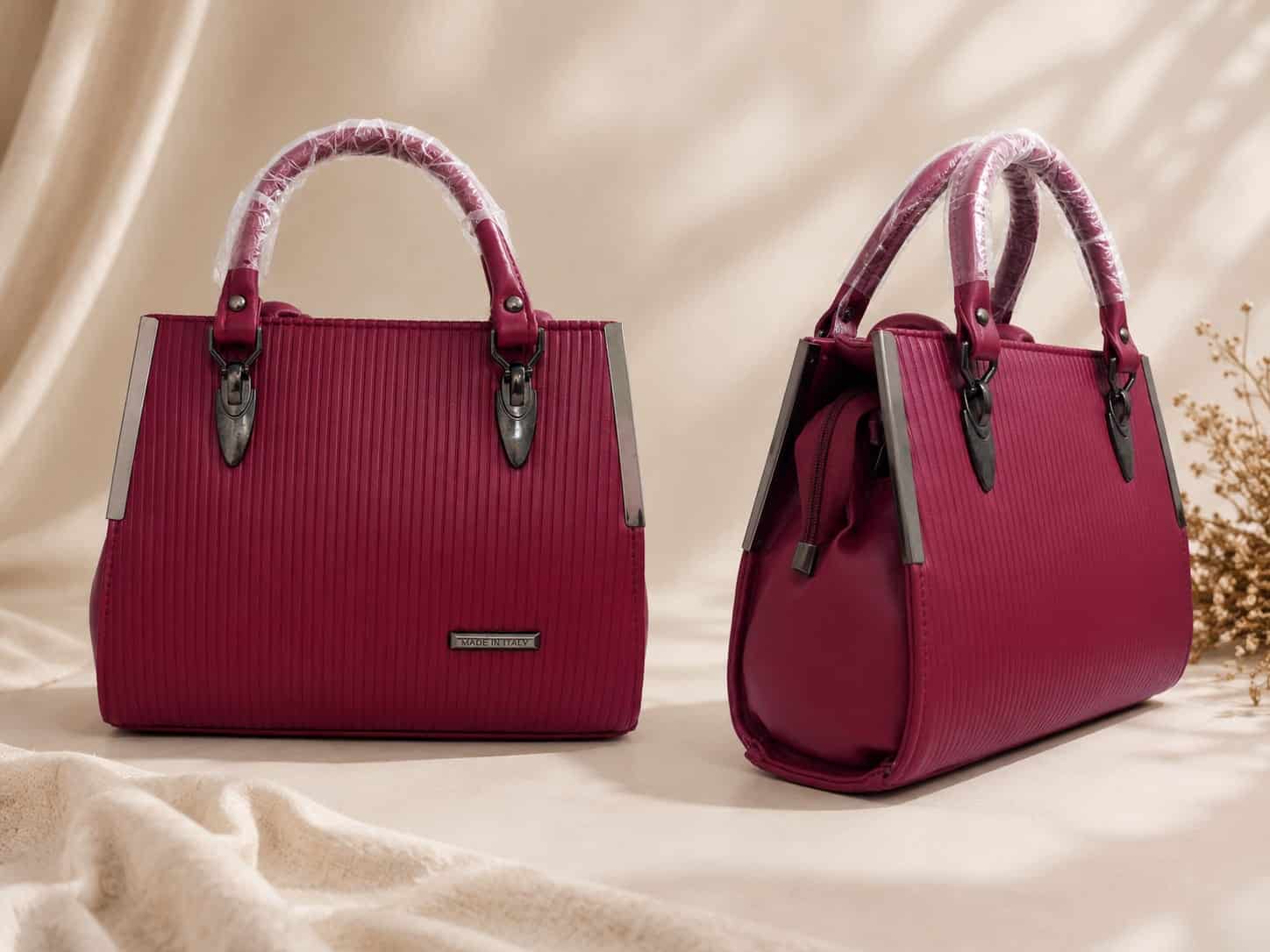 Maroon Ribbed Bag